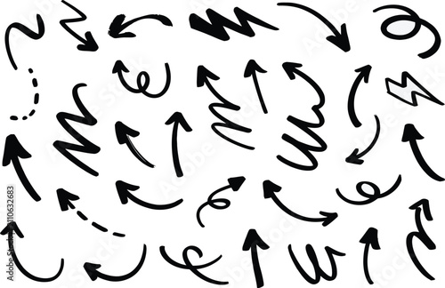 Set of hand drawn arrows