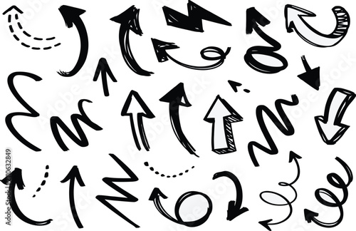 Set of hand drawn arrows