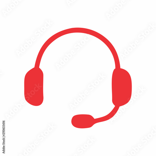 red headphones on white background