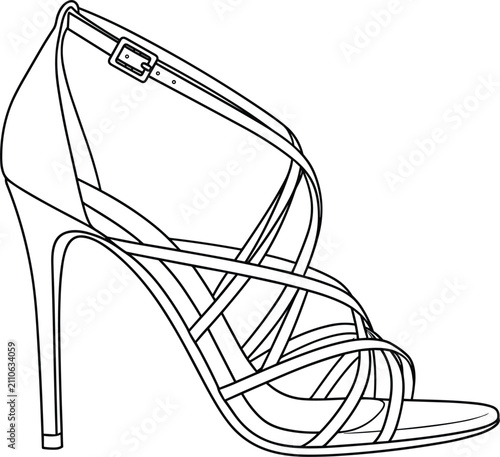 Schilderij op canvas Elegant high heel stiletto sandal with strappy crossover design and ankle buckle