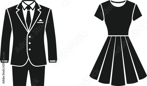 Obraz na płótnie Formal wear apparel icons featuring classic men business tuxedo suit jacket with