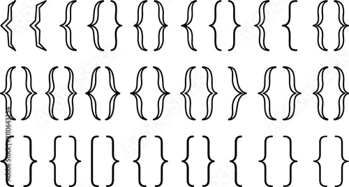 Obraz na płótnie Collection of black curly braces and parenthesis brackets vector line art typogr