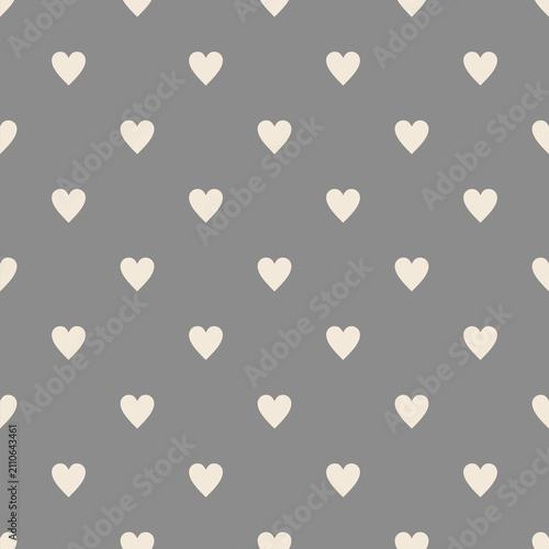 Minimal Cream Heart Seamless Pattern on Gray Background