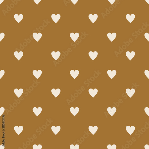 Minimal Cream Heart Seamless Pattern on Mustard Background