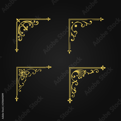 Classic ornate page corners gold foil ornaments collection for premium branding