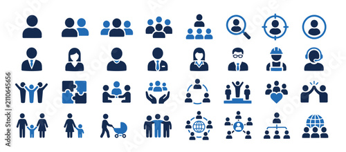 Foto Flat design icons of diverse people and business concepts.