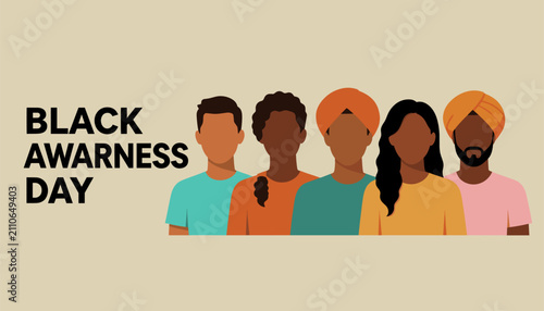 Diverse Group Standing Together for Black Awareness Day Illustration