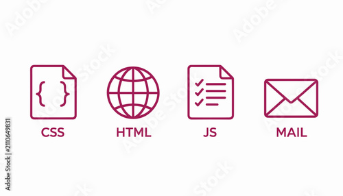 Web Development Icons Set on White Background