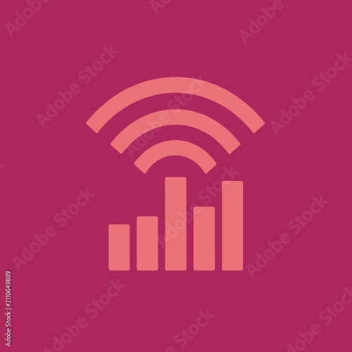 Wireless Signal Strength Bars Icon on Solid Magenta Background