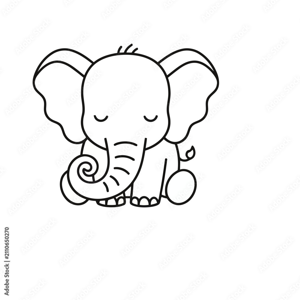 Fototapeta premium Cute cartoon elephant outline