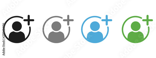 Canvas Print Add user icon set with create account new member registration friend request and