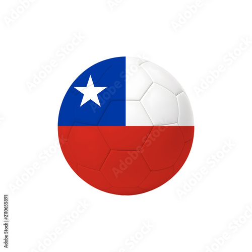 Canvastavla Chile flag on soccer ball isolated on white background.