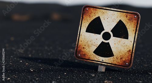 Radioactive Danger Sign Warns of Hazardous Waste Site