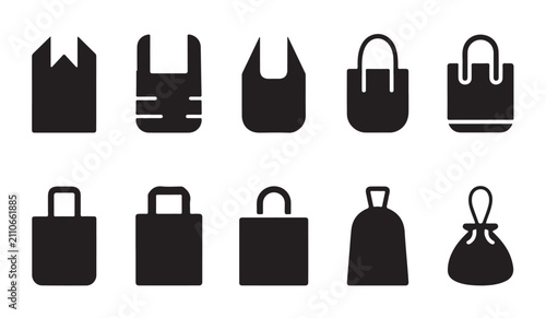 Photos Various shopping bag types and designs for retail business branding including drawstring and plastic bags