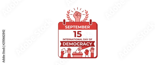Voting and Democracy Concept with Raised Fist and Calendar