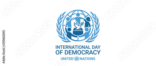International Day of Democracy emblem with dove of peace