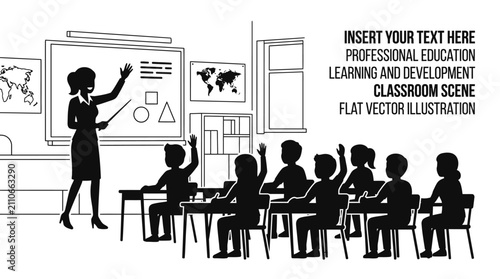 Professional Male Teacher Explaining Lesson in Classroom Interior Illustration Concept