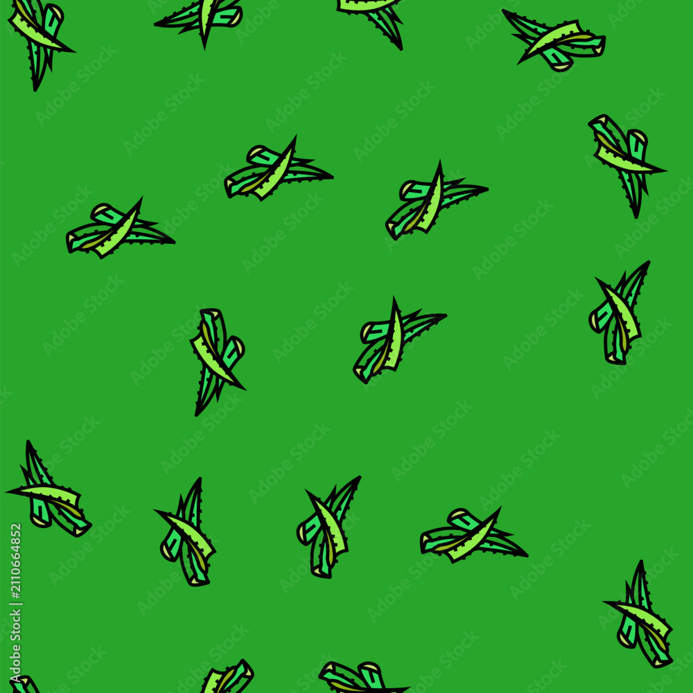 Fototapeta premium fresh aloe vera vector seamless pattern fresh aloe vera sign illustration