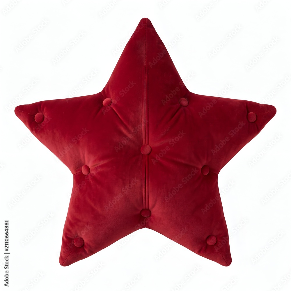 Obraz premium Luxurious red velvet star-shaped tufted throw pillow with button detailing