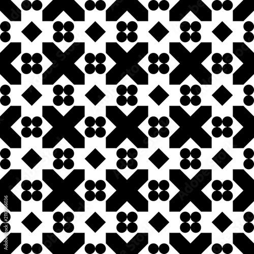 Seamless Abstract Geometric Monochrome Style Pattern Background