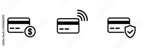 Tableau sur toile Credit card icon set with payment symbols for digital transactions