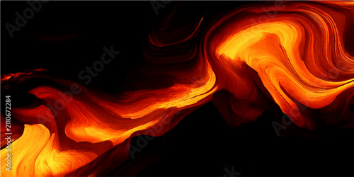 Фотография Abstract fiery digital art depiction of vibrant orange and yellow flames dancing