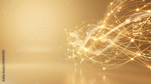 a golden abstract background with lines and dots