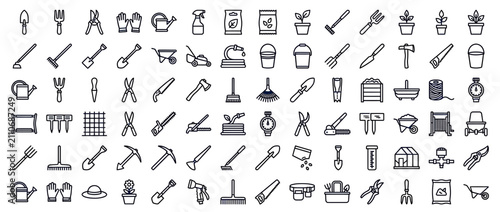 Принти на полотні Collection of Hand-Drawn Garden Tools and Supplies Icons