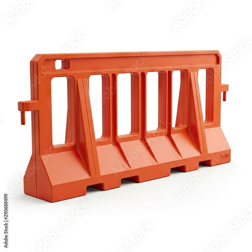 Orange Plastic Road Barrier Isolated on White Background for Construction and Safety.