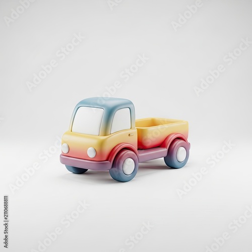 Colorful Toy Truck on White Background.