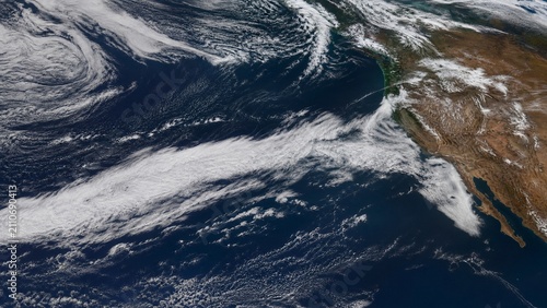 Satellite View of Atmospheric River Carrying Massive Moisture Across Pacific Ocean Toward North American Coast