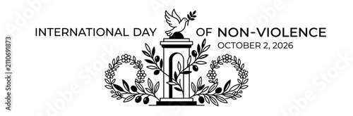 Fotografía International Day of Non-Violence Vector Banner with Peace Dove Symbol