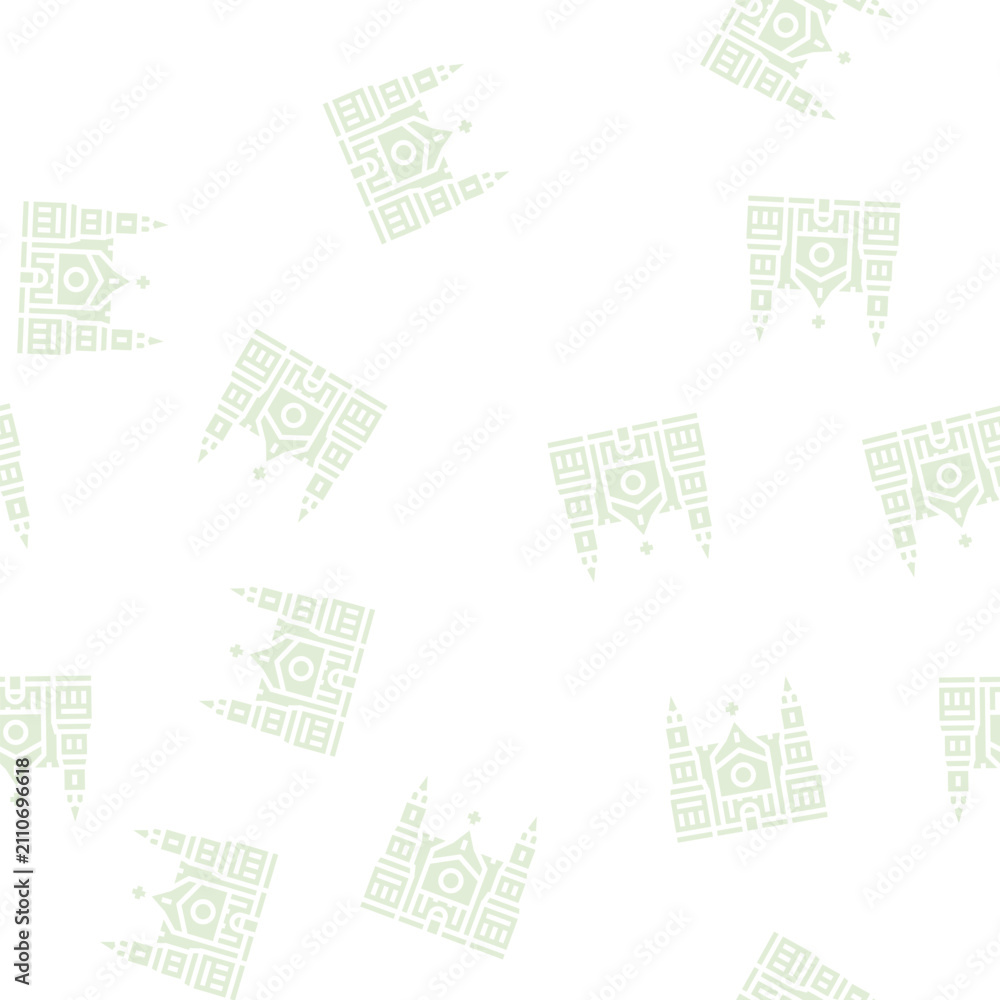 Obraz premium cathedral building vector glyph seamless pattern cathedral building sign illustration