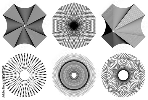 Geometric Line Art Starburst Elements Vector Set.