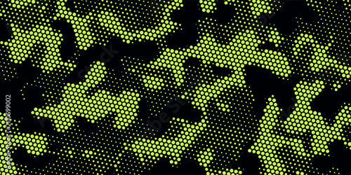 Camouflage seamless pattern. Digital military texture. Print on fabric on clothes. Endless pattern of hexagonal elements. Vector graphics