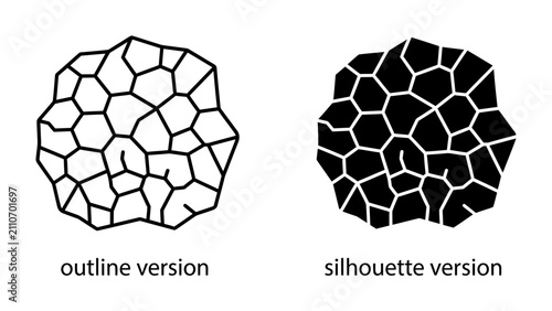 Canvastavla Abstract Geometric Pattern: A symmetrical abstract geometric pattern depicted in both outline and silhouette versions, showcasing a complex network of interconnected polygonal shapes