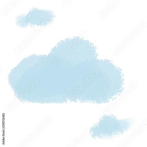Cute hand drawn crayon cloud illustration for design background