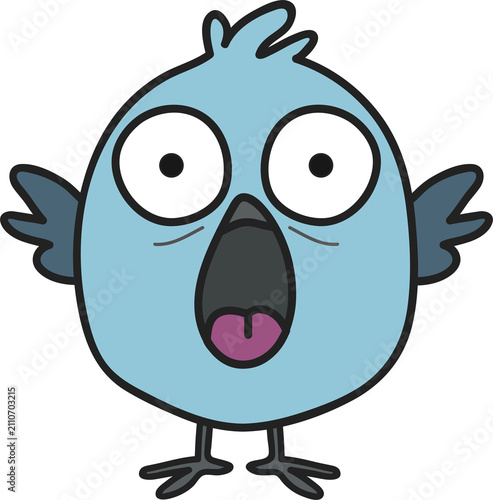Shocked Blue Bird and Surprised Expression Vector Icon