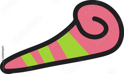 Colorful Rolled Party Blower Horn Vector Icon