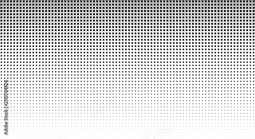 Konstfotografi Black cross halftone pattern with vertical gradient fading from dense to sparse
