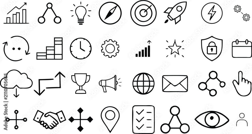 Fototapeta premium Business road map line icon set