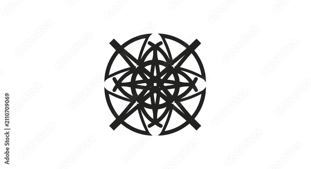 Фотография Black geometric shape with lines.