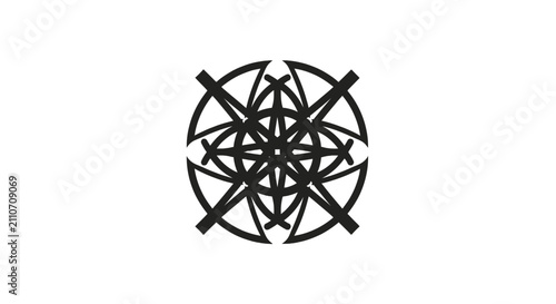 Foto Black geometric shape with lines.