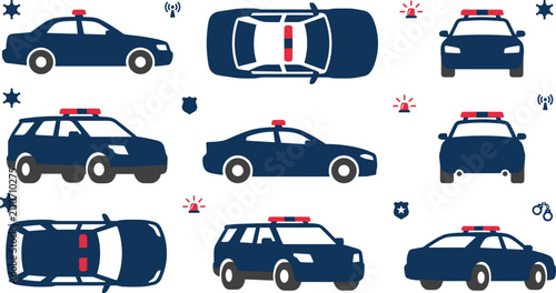 Fotografía Police patrol vehicle collection featuring law enforcement cars, police SUVs, em