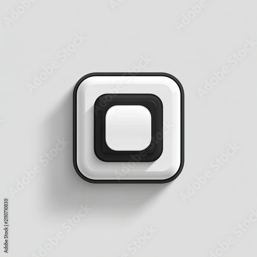 White Square Button with Black Border Minimalist Ui Element