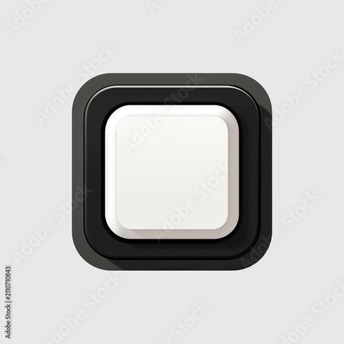 White Square Button with Black Border for Ui Design