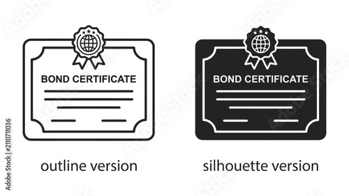 Quadro su tela Bond Certificate Outline and Silhouette: Two identical bond certificates are displayed, one as an outline and the other as a silhouette, signifying financial security and investment