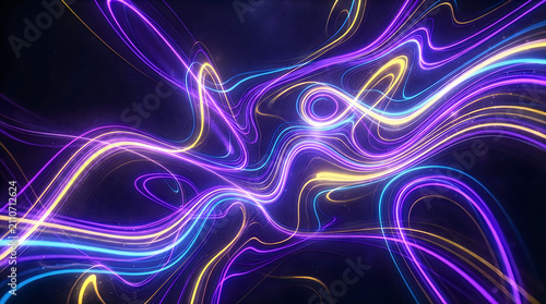 Colorful abstract light trails forming owl face shape on dark background