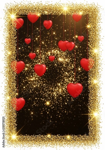 Golden Glitter Hearts Cascade: A Magical, Sparkling Love Moment