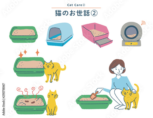 猫のトイレの種類　猫のトイレに関する素材セット
